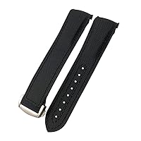 20mm 21mm 22mm Nylon Rubber Watch Band Fit for Omega GMT Seamaster Planet Ocean 600 8900 Orange Canvas Silicone Strap (Color : Black Black, Size : 22mm)