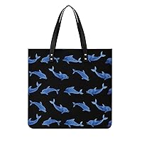 Dolphins Pattern PU Leather Tote Bag Top Handle Satchel Handbags Shoulder Bags for Women Men