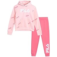 Fila Girls' Active Sweatsuit Set - 2 Piece Performance Fleece Hoodie Sweatshirt and Jogger Sweatpants - Activewear Set, 7-12
