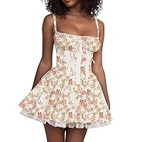 Women's Dress Sleeveless Lace Floral Camisole Corset Suit Style Sexy Dress for Women