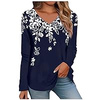 Women's 2023 Fall Long Sleeve Cotton Tops V Neck Casual Loose Christmas Shirts Slim Fit Hippie Cowl V Neck Clothes