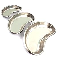 3 Pcs New German Stainless Steel Kidney Tray Dishes Emesis Basin HOLLOWARE Small Medium Large