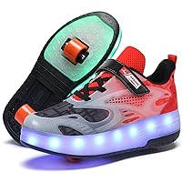 Kids Roller Shoes - Upgraded 4 Wheels 16 LED Model Rechargeable Colorful Girls Boys Sneaker Retractable Wheels Skateboarding Shoes for Beginner More Balanced Party Birthday Christmas Best Gift