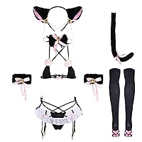 IMEKIS Women Anime Cat Lingerie Sets Sexy Bra and Panty Set Costume Lolita Japanese Cosplay Halloween Bikinis Underwear