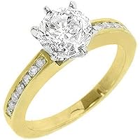 14k Yellow Gold 1.31 Carats Brilliant Round Diamond Engagement Ring