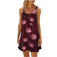 Women Dress 2024 Summer Casual T Shirt Dress Beach Cover Up Sleeveless Sundress Tank Dress with Pockets