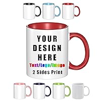 Coffee Mugs Custom Mug Ceramic Drinking Cups Personalized Cup with Photo Funny Design Gifts 2 Sides Print, 11 Ounces,Red