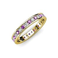 Amethyst and Diamond 0.71 ctw Women Eternity Ring Stackable 14K Gold
