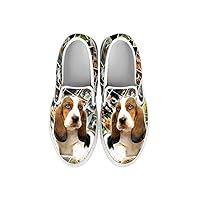 Kids Slip Ons-Lovely Dog Print Amazing Slip Ons Shoes (Choose Your Breed) (11 Child (EU28), Basset Hound)