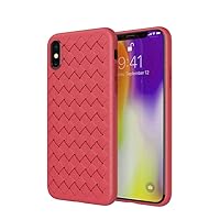 iPhone X Case Saulan Slim Fit Shell Soft Matte Texture Full Protective Flexible Anti-Scratch Anti-Shock Cover Case Breathable Plaid Weaved TPU Gel Case for iPhone X