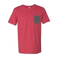 Bella+Canvas Men’s Jersey Short Sleeve Pocket T-Shirt, XL, Hthr Red/Dp Hthr