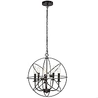 Pendant Lamp Industrial Vintage Lighting Ceiling Chandelier 5 Lights Metal Hanging Fixture for Use in Living Rooms, Bedrooms, Hotel Rooms, Restaurants, and Kitchens Flush Mount Fixture