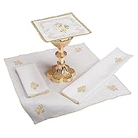 IHS Altar Linen Gift Set Traditional Catholic Church Supplies, 7 Inch Square