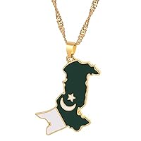 Pakistan Map National Flag Pendant Necklace for Women Men Map Ethnic Choker Necklaces Jewelry Gift for Pakistani Friends