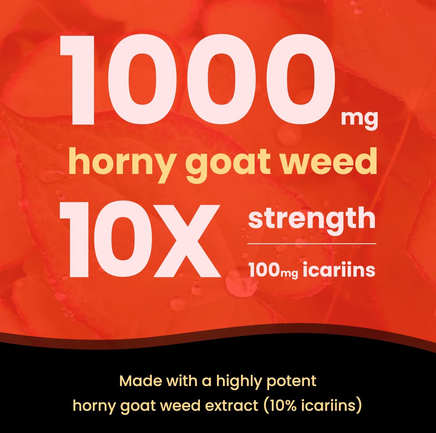 Horny Goat Weed for Men & Women | 1000mg Epimedium Energy Supplement | 10X Strength Icariin | Ginseng, Tribulus & Maca Pills for Women & Men | Enhanced Absorption with Black Pepper | 60 Vegan Capsules