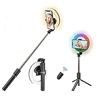 Selfie Stick Tripod, Bluetooth Selfie Stick Ring Light with Tripod Stand Wireless Remote Control for Live Broadcast, for iPhone 13/13 Pro/12/11/Pro Max/Mini/XR/X/Plus/SE, Android Smartphone