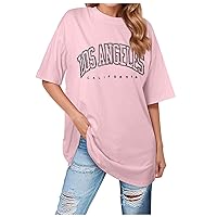 Casual Tee Shirts for Women Graphic Tops Funny Letter Print Tunic Trendy Preppy T Shirts Cute