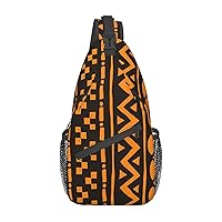 African Pattern Sling Bag Crossbody Backpack Shoulder Casual Daypack for Men Women Outdoor Cycling Hiking Travel
