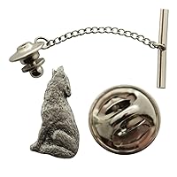 Howling Wolf Tie Tack ~ Antiqued Pewter ~ Tie Tack or Pin - Antiqued Pewter