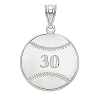 Custom Sterling Silver Baseball Necklace with Number and Name