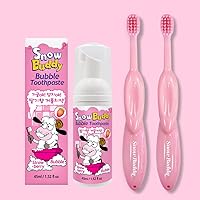 Dental Care Set(Foam Toothpaste Strawberry and Toki Toothbrush Pink) for Kids