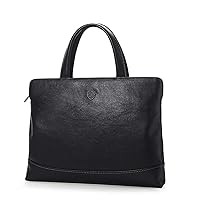 Men's 15 inch laptop retro ultra-thin business ladies shoulder bag black leather briefcase