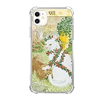 Strength Tarot Card Cat Dog Animals Case Compatible with iPhone 11, Trippy Psychedelic Aesthetic Tarot Card Case for Girl Men and Women, Trendy TPU Bumper Phone Case for iPhone 11