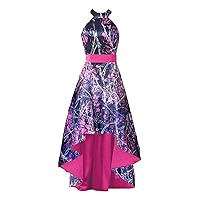 YINGJIABride Camouflage Wedding Guest Formal Dresses High Low Bridesmaid Gowns Halter