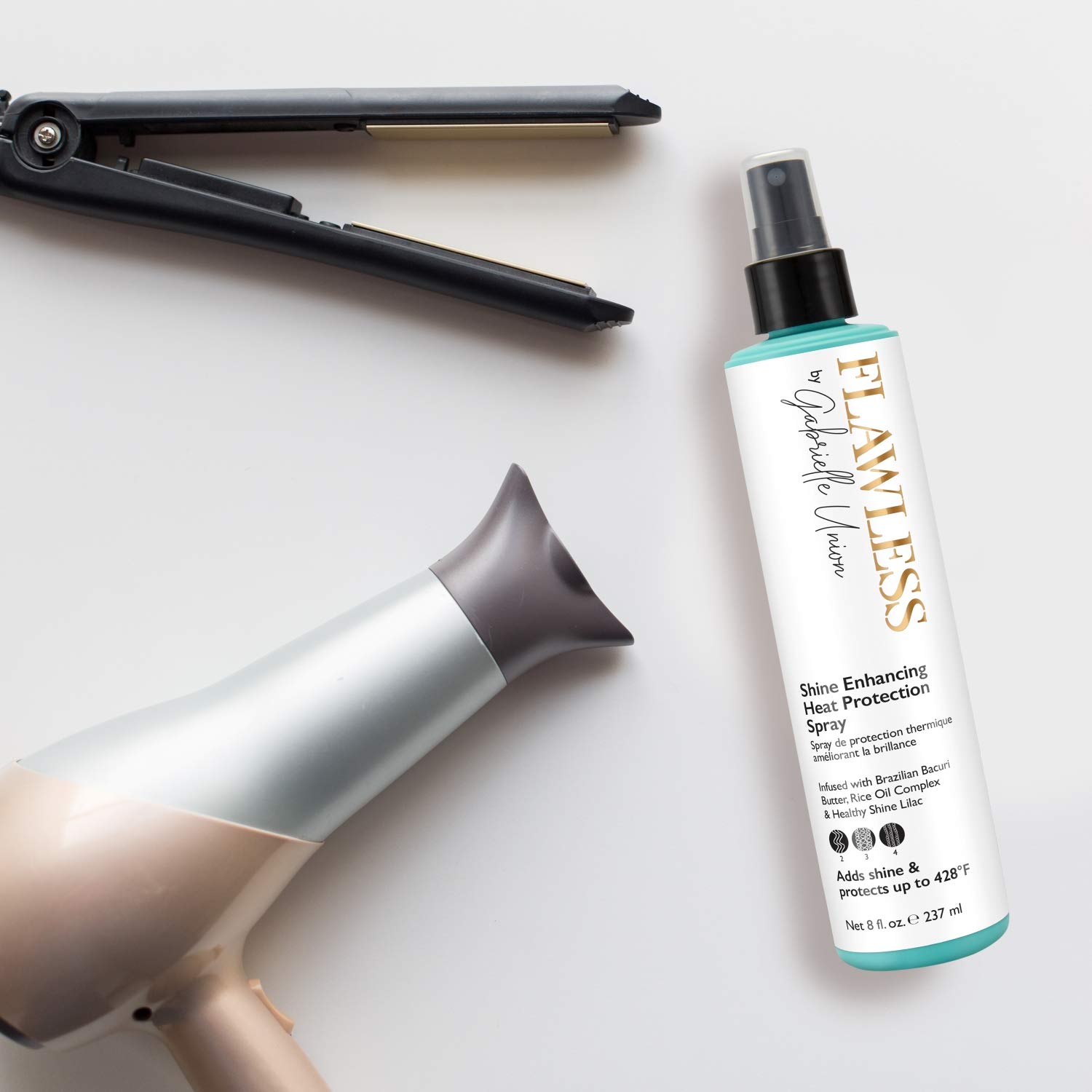 Flawless by Gabrielle Union - Shine Enhancing Heat Protection Hair Spray, 8 OZ