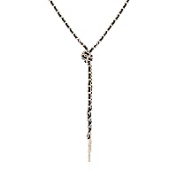 GUESS Goldtone and Black Suede Front Knot Long Y-Necklace