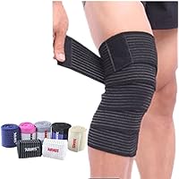 Weightlifting Knee Bandage Wraps (Pair) – Adjustable Compression Sleeves for Cross Training, Squats, Powerlifting – Improved Gym Workout Strength & Stability – Unisex