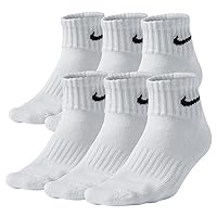 Men's Bag Cotton Quarter Cut Socks (6 Pack) (Large (shoe size 8-12), White)