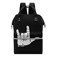ASL American Sign Language I Love You Women's Laptop Backpack Travel Nurse Shoulder Bag Casual Mommy Daypack