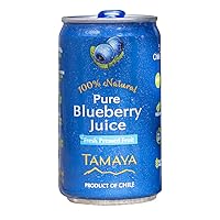 Tamaya 100% Pure Blueberry Juice, NFC, Not From Concentrate, 140 Fresh Pressed Blueberries, 100% Natural, No Sugar Added, No Preservatives, 6.75 Fl Oz Mini Cans, Pack of 12, Chile