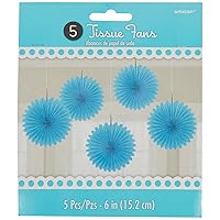 amscan Caribbean Blue Mini Hanging Fans, 5 Ct. | Party Decoration, 6 inches (10022400)