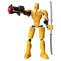 Action Figure with Arms ABS 3D Printed Action Figure Multi-Jointed Poseable Figure Collectible DIY Mechanical 7.9inch Action Figure, Yellow