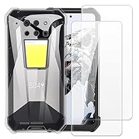Case Cover Compatible with Unihertz 8849 Tank 3 + [2 Pack] Screen Protector Tempered Glass Film - Soft Flexible TPU Silicone for Unihertz 8849 Tank 3 (6.79 inches) (Transparent)