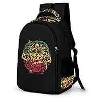 Rasta Lion Backpack Double Deck Laptop Bag Casual Travel Daypack for Men Women