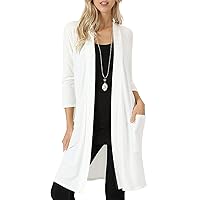 NE PEOPLE Womens Basic 3/4 Sleeve Open Front Cardigan with Pockets S-3XL