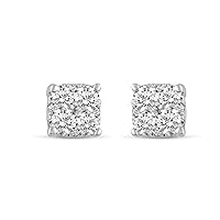 .25Cttw to 1.00Cttw Cushion Diamond Stud Earrings set in 925 Sterling Silver
