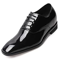 CHAMARIPA Height Increasing Shoes for Men, Leather Lace-up Dress Shoes Invisible Elevator Shoes