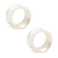 KAOS BRAND: Pair of Opalescent White Pearl Silicone Double Flared Skin Eyelets