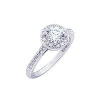 Amazon Collection Platinum or Gold Plated Sterling Silver Round Halo Ring Made with Infinite Elements Zirconia