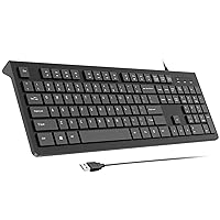 Computer Keyboard Wired, Plug Play USB , Low Profile Chiclet Keys, Large Number Pad, Caps Indicators, Foldable Stands, Spill-Resistant, Anti-Wear Letters for Windows Mac PC Laptop, Full Size