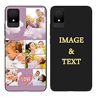 Personalized Phone Case for TCL 502 Custom Collage Picture Case Customized Name Soft Case Birthday Gift for Men Women Photo Text Full Protective Cover Slim Fit Black Y