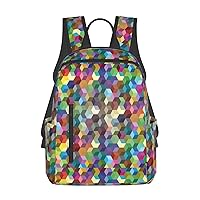 Abstract Color Cubes Purple Print Simple And Lightweight Leisure Backpack, Men'S And Women'S Fashionable Travel Backpack