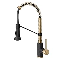 Kraus KPF-1610SFACBMB Bolden 18-Inch Single Handle Commercial Style Pull-Down Kitchen Faucet with Dual Function Sprayer, Spot Free Antique Champagne Bronze/Matte Black