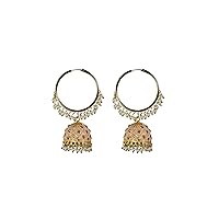 Designer Handmade Meenakari Jhumka Earrings Handcrafted Gold Toned Traditional Jhumka Hoop Earrings For Women and Girls