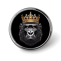 Gorilla King Round Lapel Pin Tie Tack Cute Brooch Pin Badge for Men Women Hat Clothing Accessories