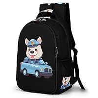 Police Bull Dog Travel Backpack Double Layers Laptop Backpack Durable Daypack for Men Women